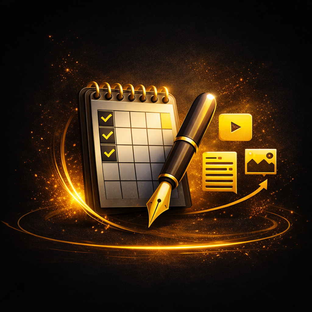 Content planning and digital asset creation system illustration