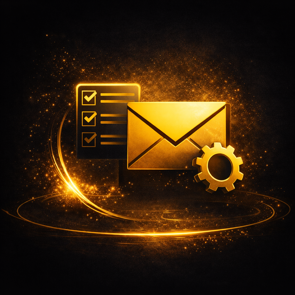 Email automation and online business systems workflow illustration